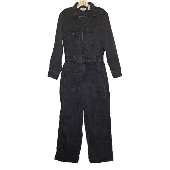 Universal Thread Women Baggy Loose Stretch 90s Utility Black Denim Jumpsuit 4 - Picture 1 of 15